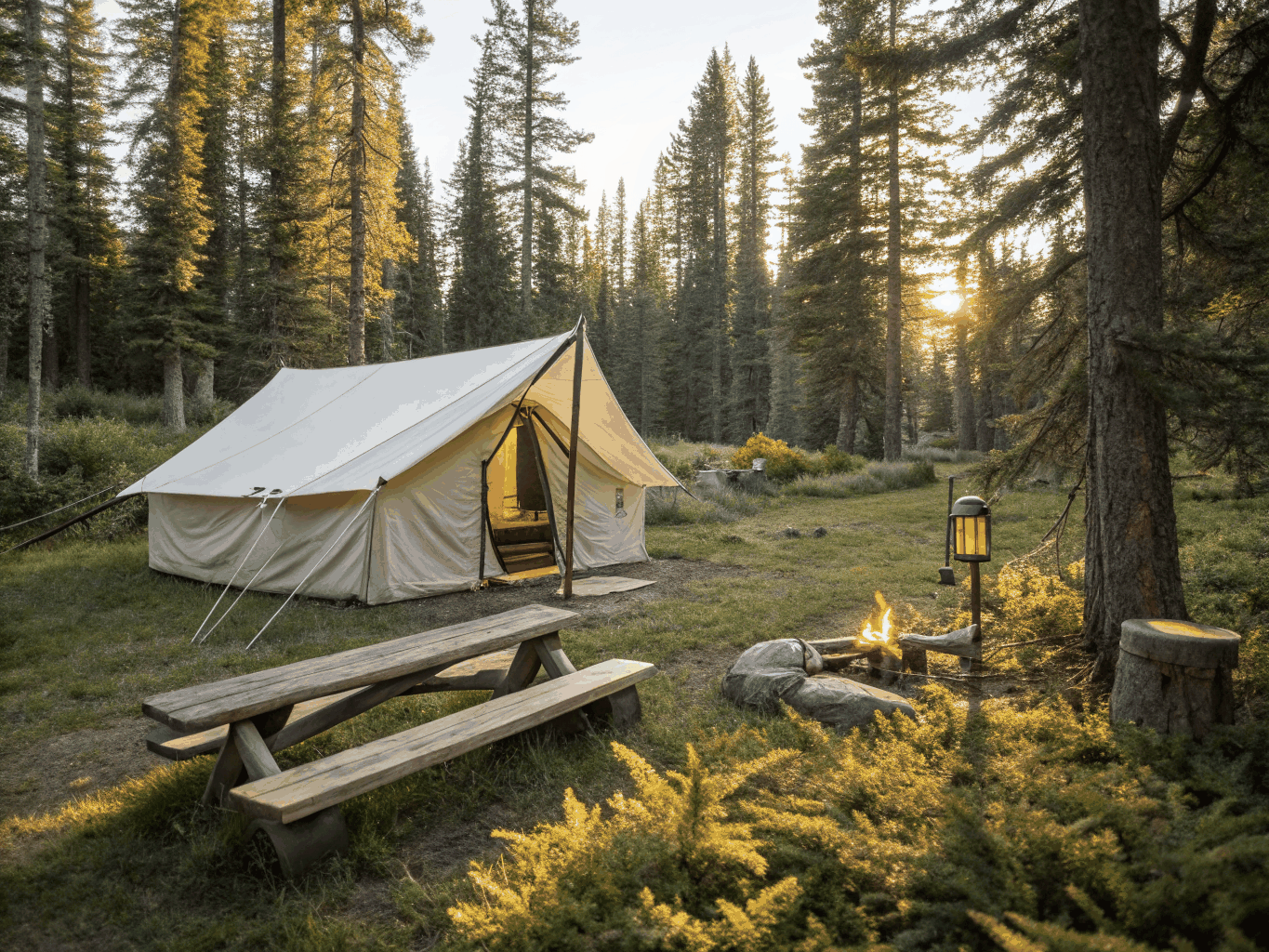 SENLIGHT safari lodge tent installed in lush forest eco-resort
