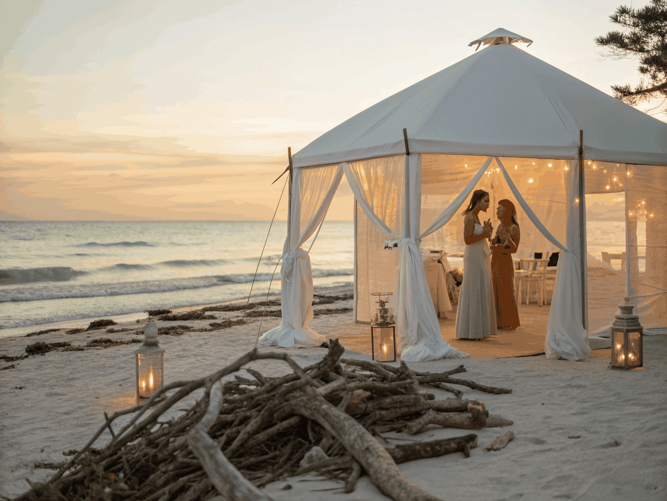 Classic commercial A-frame structure tent engineered for hospitality banquet halls